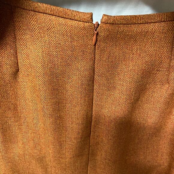 Le Suit Skirt Suit 2 Piece Size 14 Rusty Brown Spice Rhone Weave Business - Picture 7 of 11